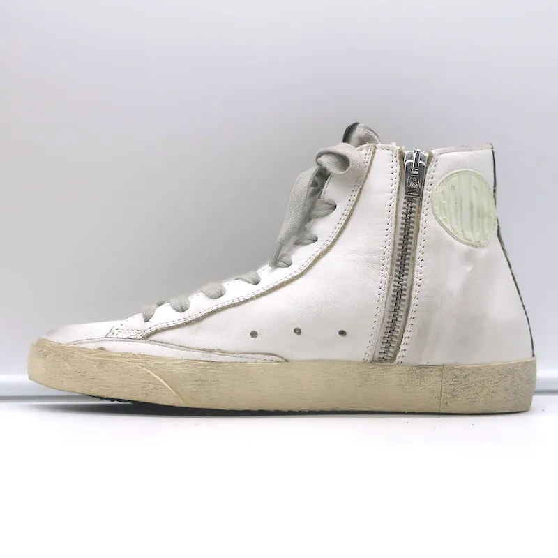 Golden Goose Francy Camo-Trim High-Top-Sneakers Weißes Leder Größe 36