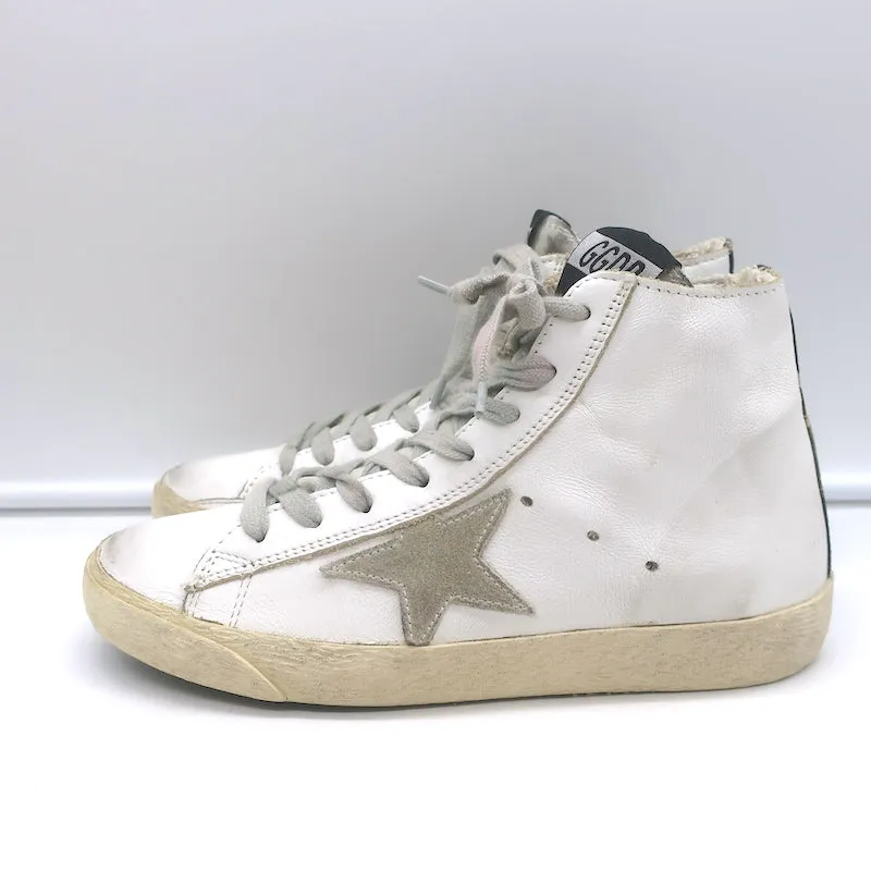 Golden Goose Francy Camo-Trim High-Top-Sneakers Weißes Leder Größe 36