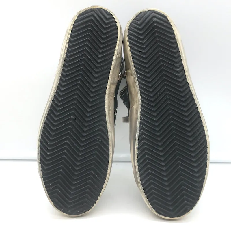 Golden Goose Francy Canvas High Top Sneakers Schwarz mit Silbernem Stern Größe 36
