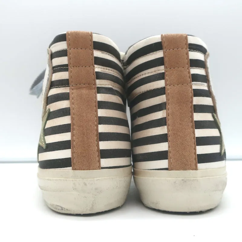 Golden Goose Slide Gestreifte High-Top-Sneakers Burgunder Wildleder Größe 36