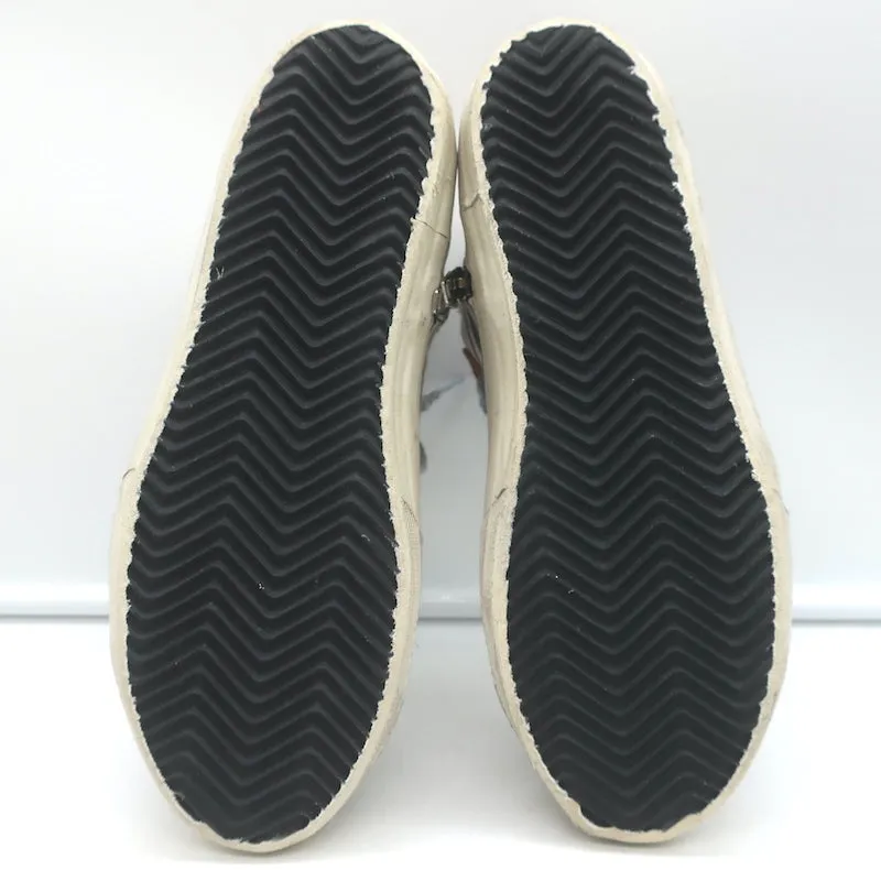 Golden Goose Slide Gestreifte High-Top-Sneakers Burgunder Wildleder Größe 36