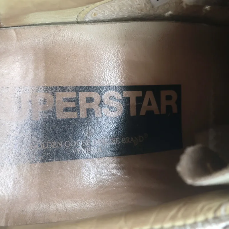 Golden Goose Superstar Flag Sneakers Silber Metallic Leder Größe 38