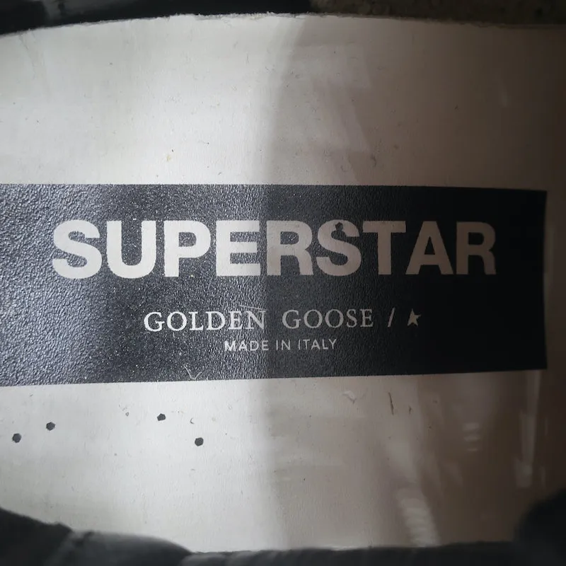 Golden Goose Superstar Glitzer-Sneakers Schwarz Krokodil-Print Lackleder Größe 38