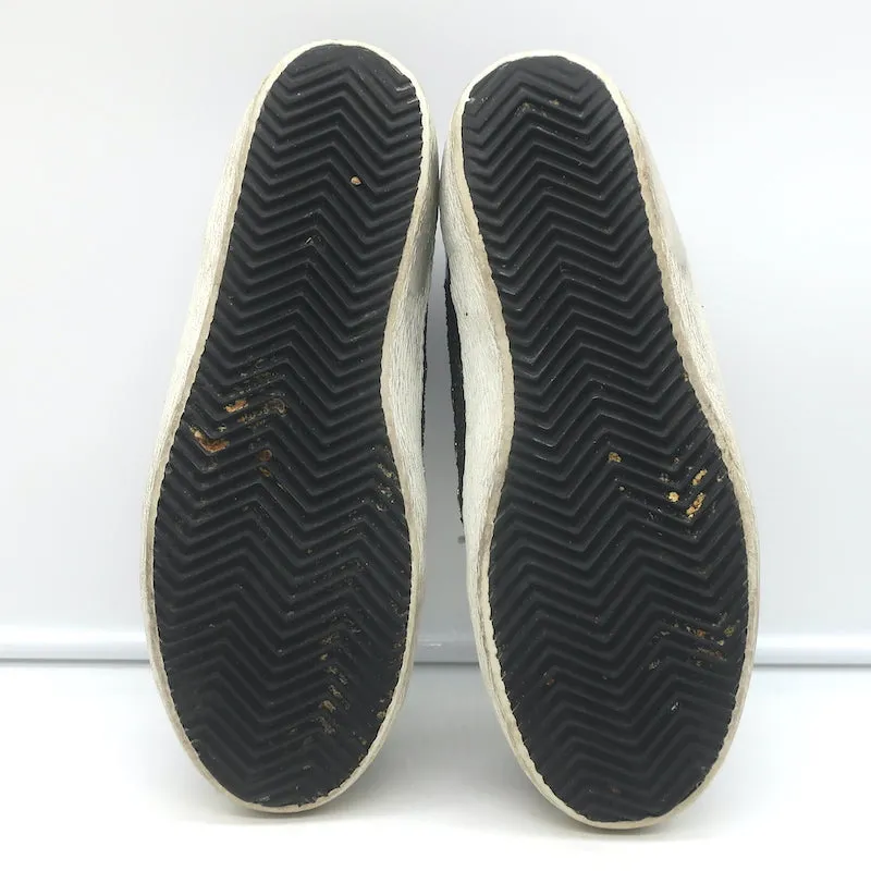 Golden Goose Superstar Glitzer-Sneakers Schwarz Krokodil-Print Lackleder Größe 38