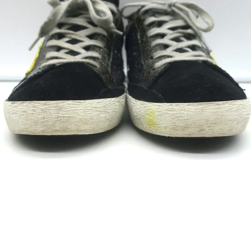 Golden Goose Superstar Glitzer-Sneakers Schwarz Krokodil-Print Lackleder Größe 38