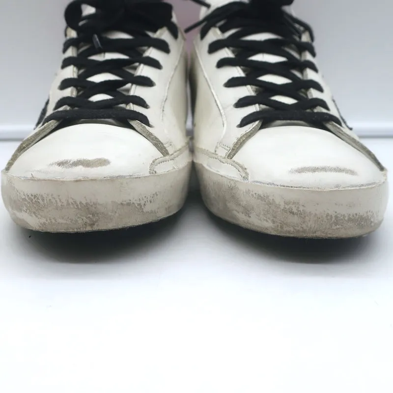 Golden Goose Superstar Glitzer Stern Sneakers Weißes Leder & Rosa Schlange Größe 38