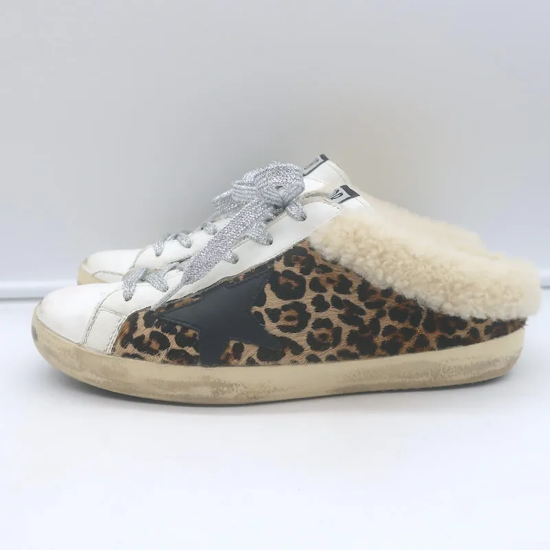 Golden Goose Superstar Sabot Shearling Sneakers Leoparden-Ponyhaar Größe 38