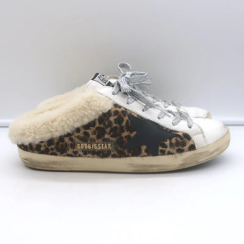 Golden Goose Superstar Sabot Shearling Sneakers Leoparden-Ponyhaar Größe 38