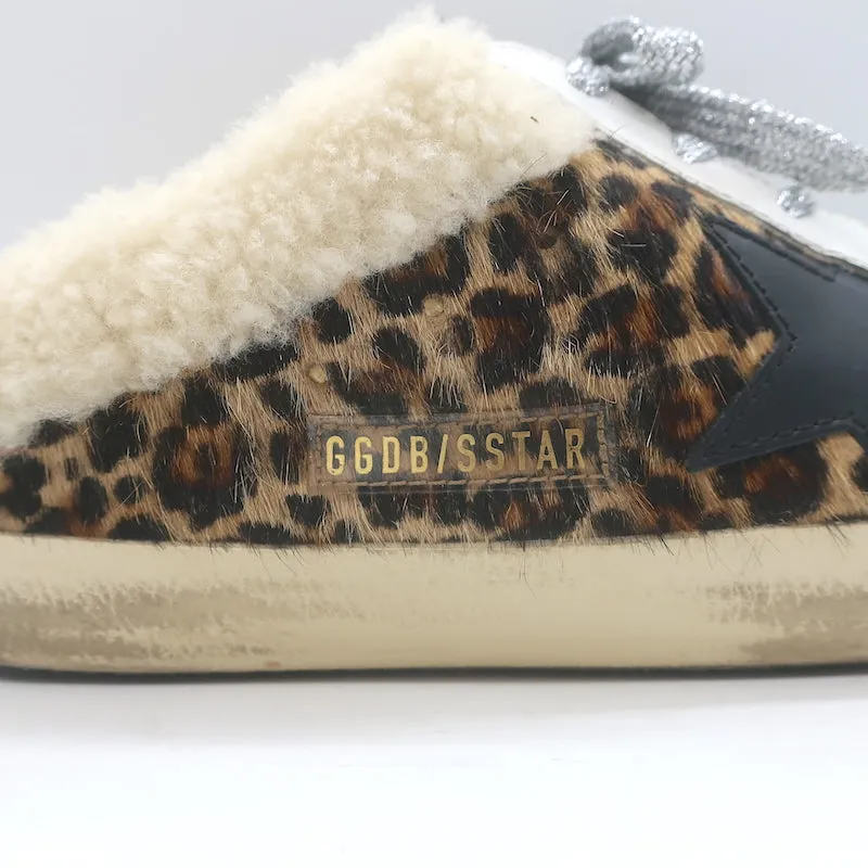 Golden Goose Superstar Sabot Shearling Sneakers Leoparden-Ponyhaar Größe 38