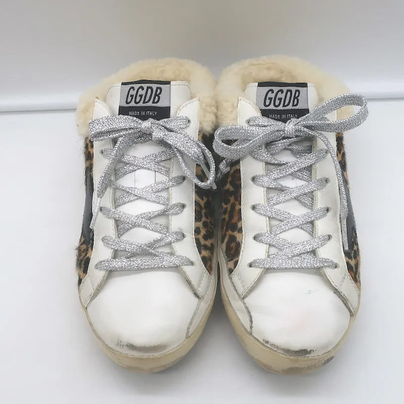 Golden Goose Superstar Sabot Shearling Sneakers Leoparden-Ponyhaar Größe 38