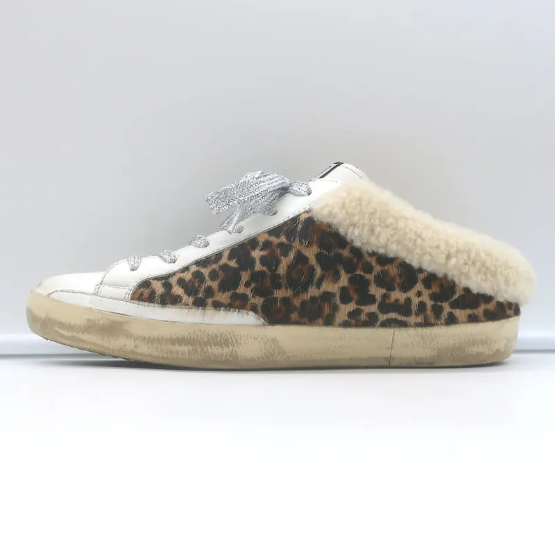 Golden Goose Superstar Sabot Shearling Sneakers Leoparden-Ponyhaar Größe 38