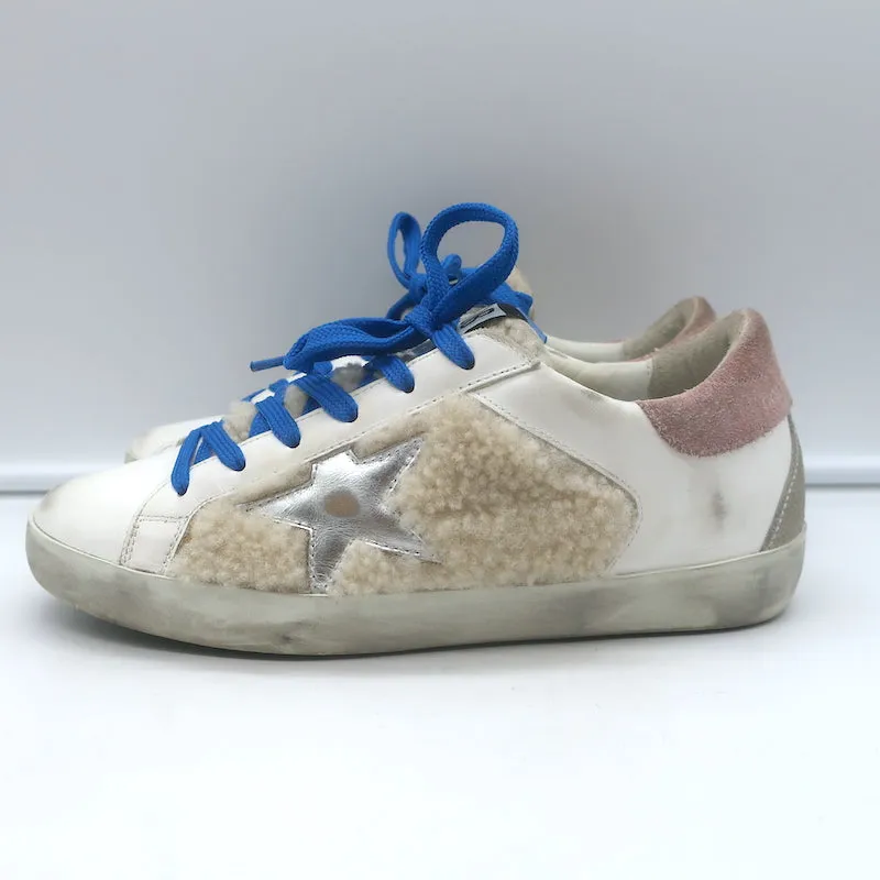 Golden Goose Superstar Shearling Low Top Sneakers Weißes Leder Größe 36 NEU