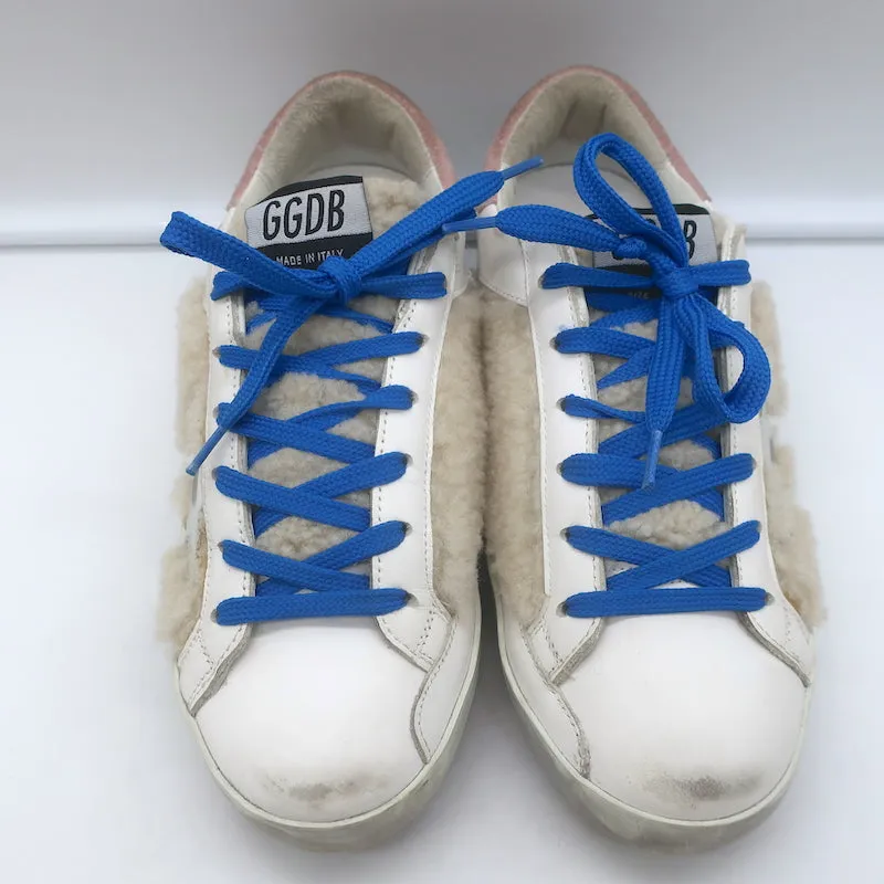 Golden Goose Superstar Shearling Low Top Sneakers Weißes Leder Größe 36 NEU