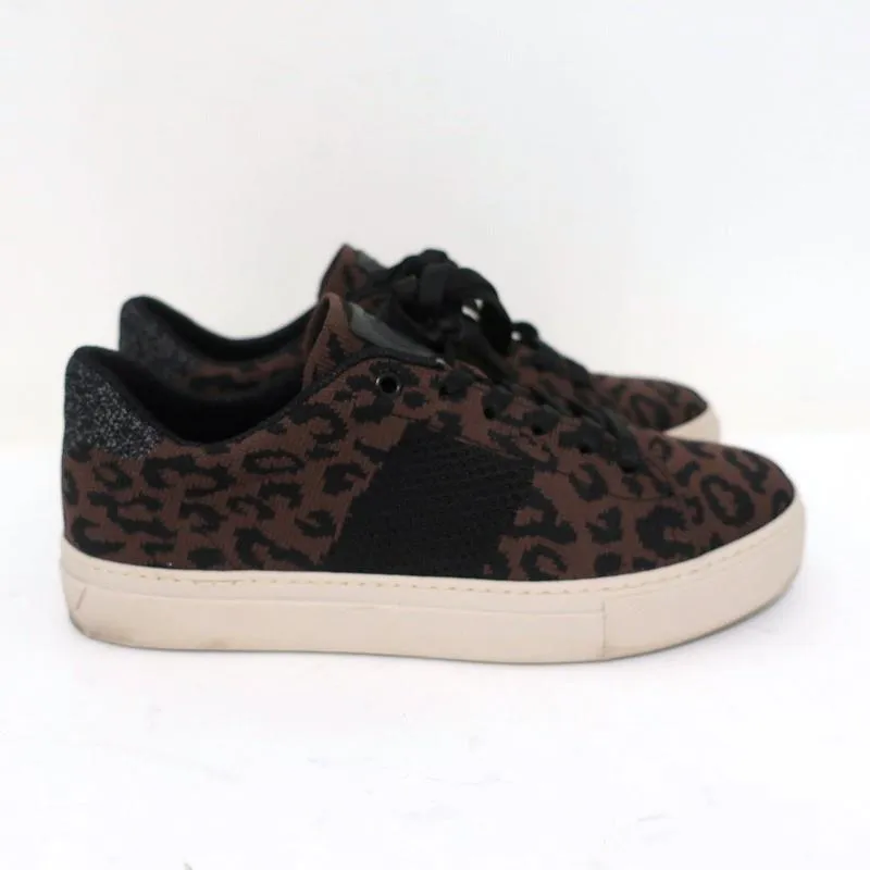GREATS Royale Strick-Sneaker mit niedrigem Schaft in Dunkelbraun mit Leopardenmuster Größe 6