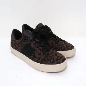 GREATS Royale Strick-Sneaker mit niedrigem Schaft in Dunkelbraun mit Leopardenmuster Größe 6