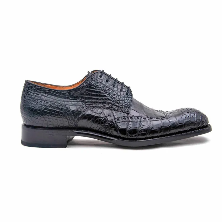 H und H Alligator Schnürschuhe - Schwarz