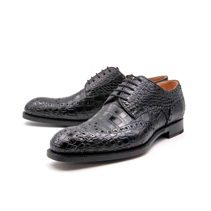 H und H Alligator Schnürschuhe - Schwarz