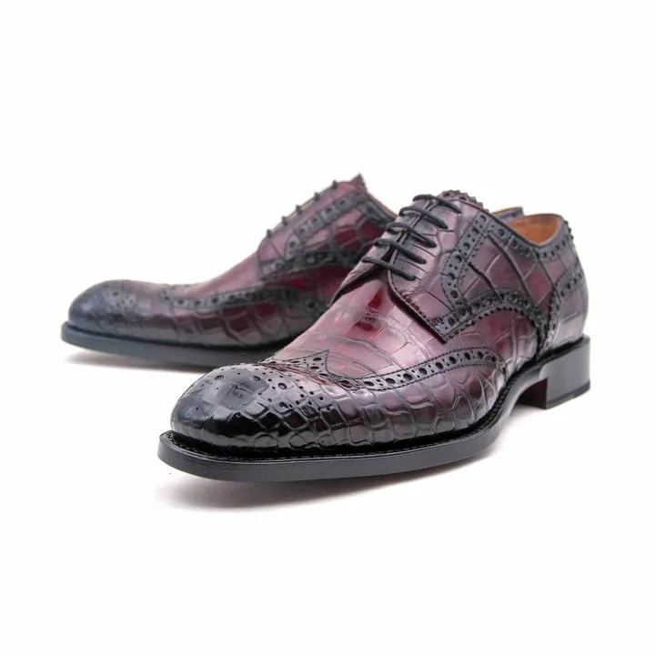 H und H Alligator Schnürschuhe - Burgunder