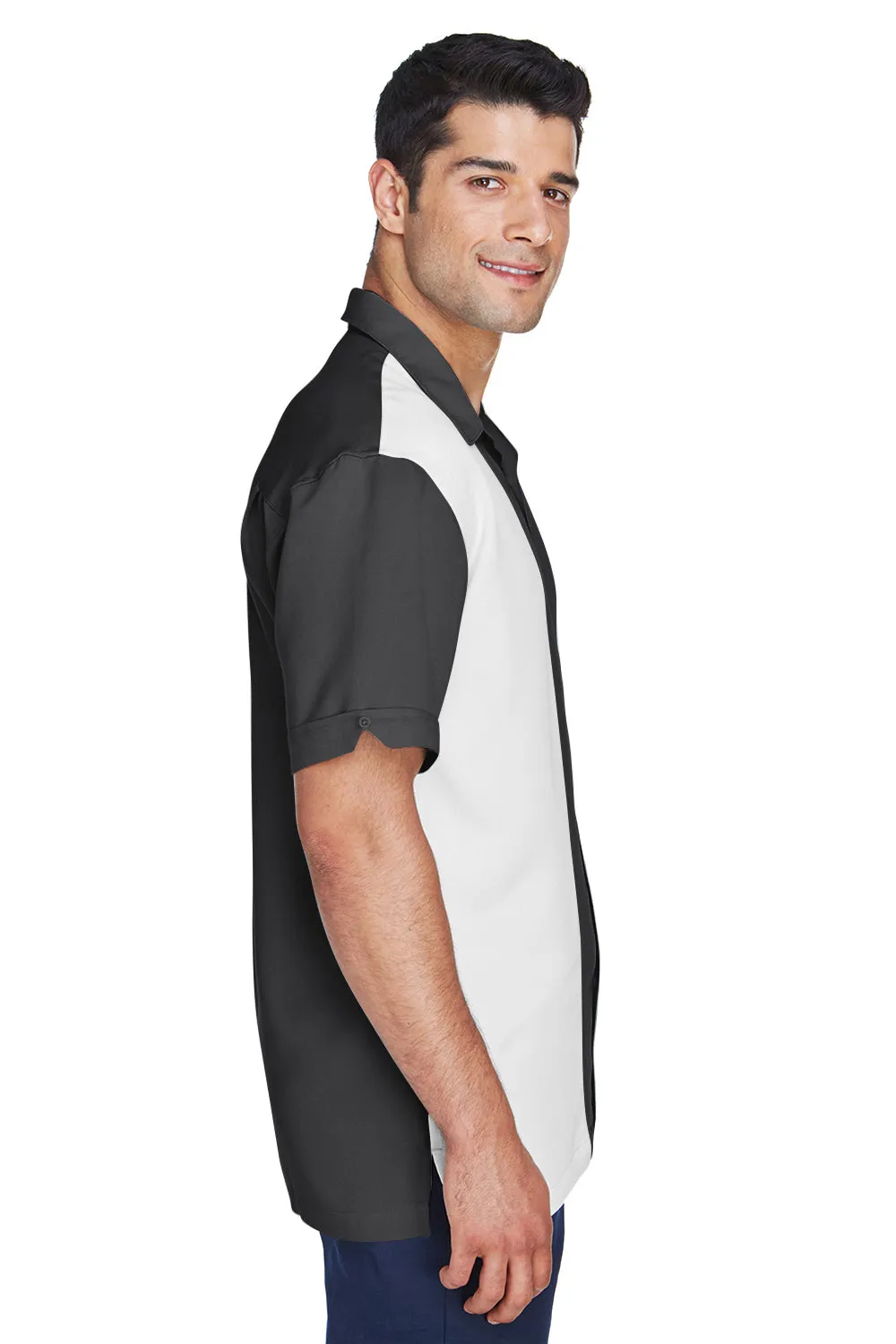 Harriton Herren Bahama Bügelfrei Kurzarm Hemd Camp Shirt - Schwarz/Creme