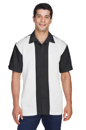 Harriton Herren Bahama Bügelfrei Kurzarm Hemd Camp Shirt - Schwarz/Creme