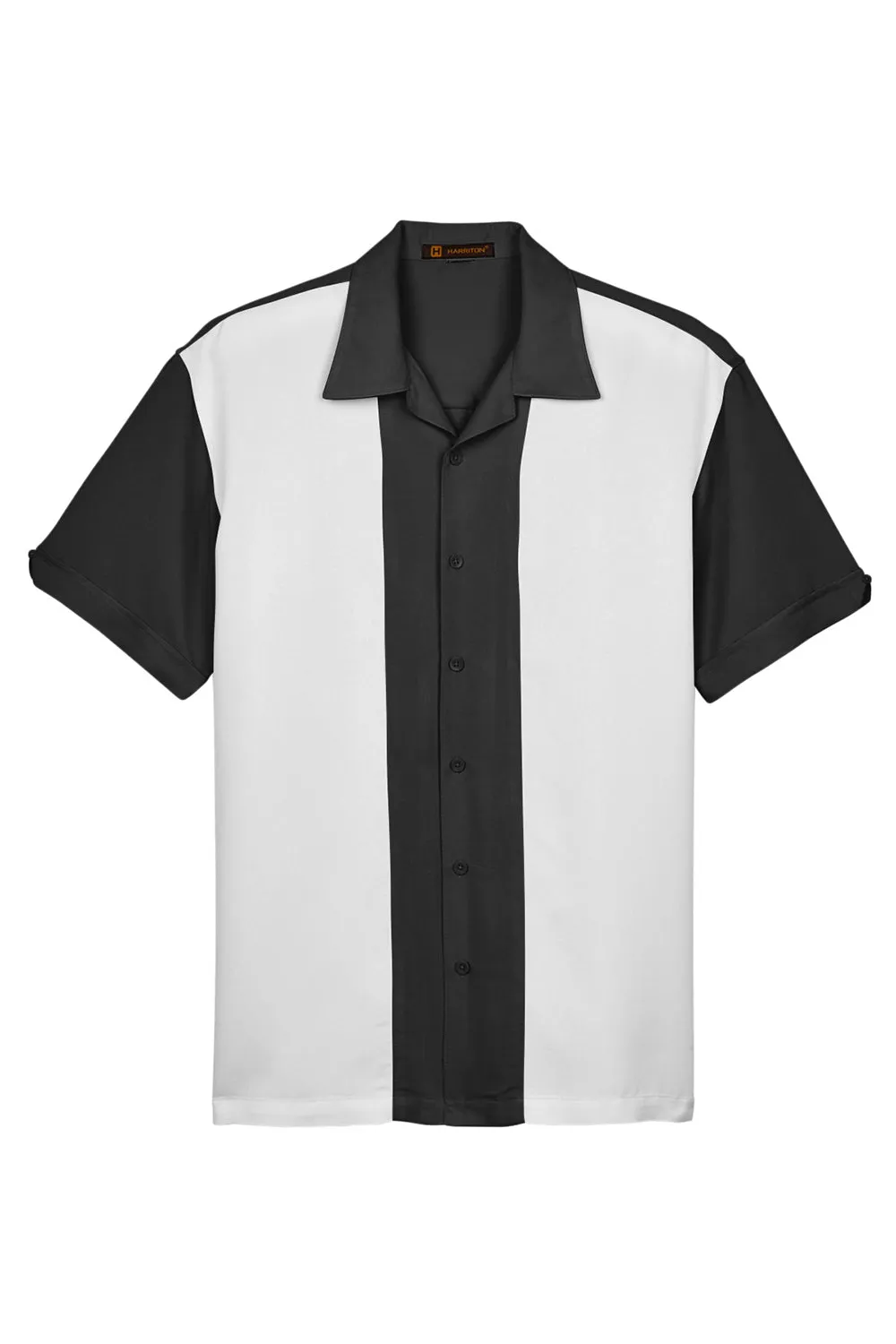 Harriton Herren Bahama Bügelfrei Kurzarm Hemd Camp Shirt - Schwarz/Creme