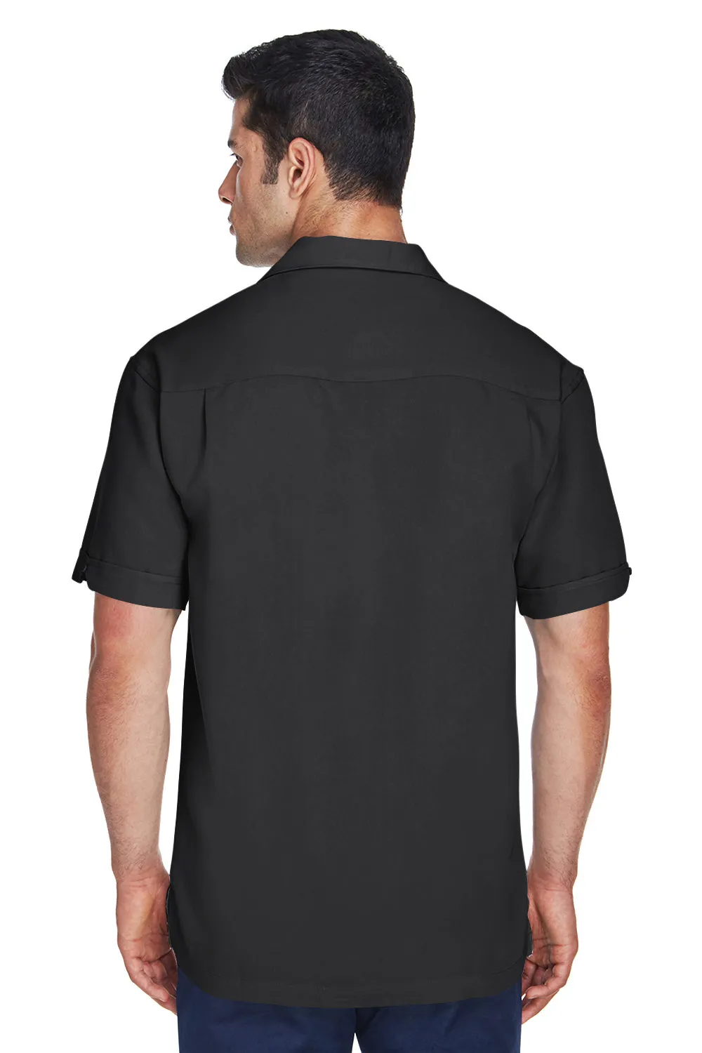 Harriton Herren Bahama Bügelfrei Kurzarm Hemd Camp Shirt - Schwarz/Creme