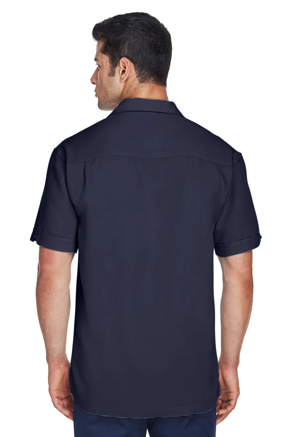 Harriton Herren Bahama Bügelfreie Kurzarmhemd Camp Shirt - Marineblau/Creme  Modische Kleidung Harriton