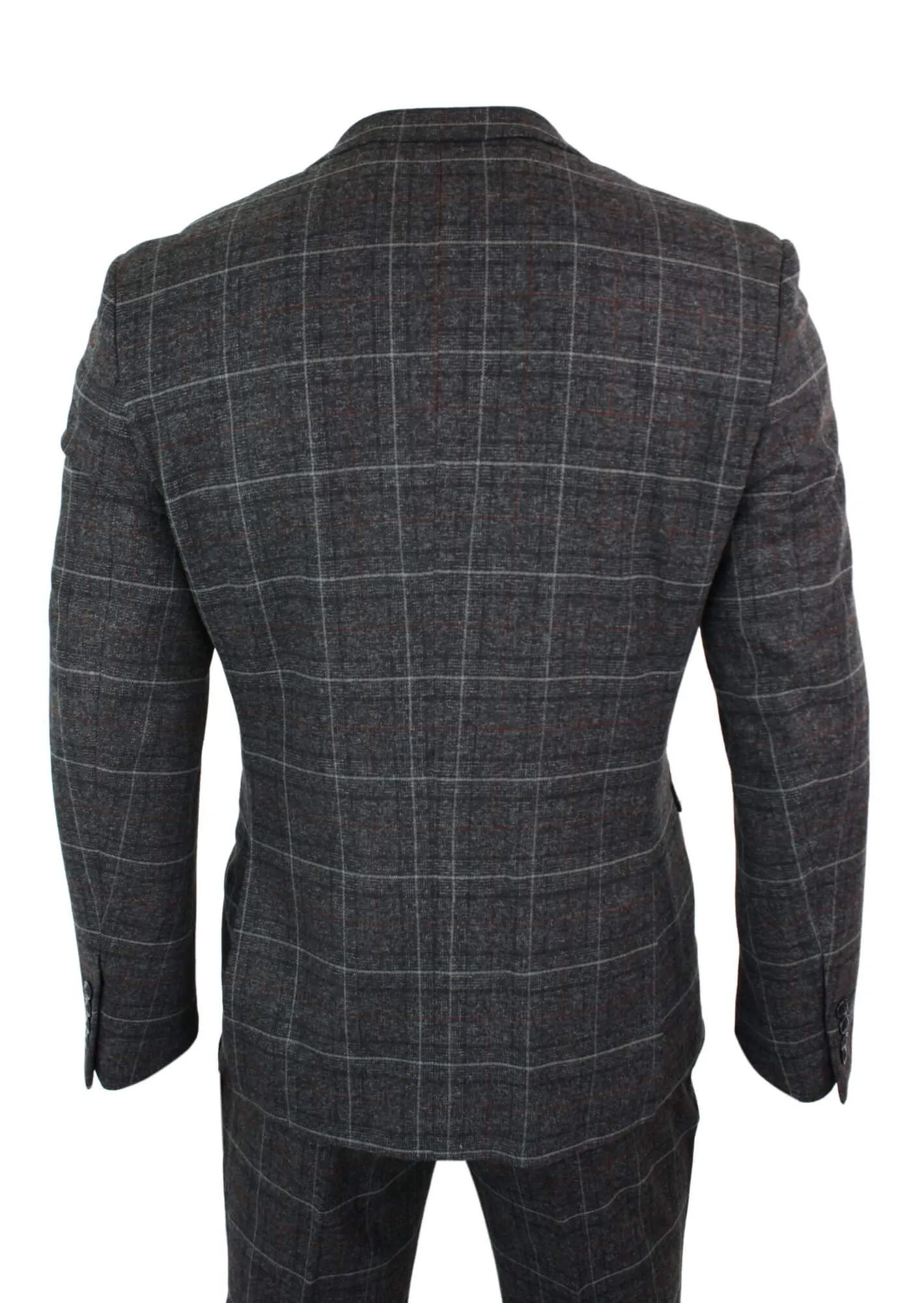 Harvey Grey 3-teiliger Tweed-Anzug Fischgrät