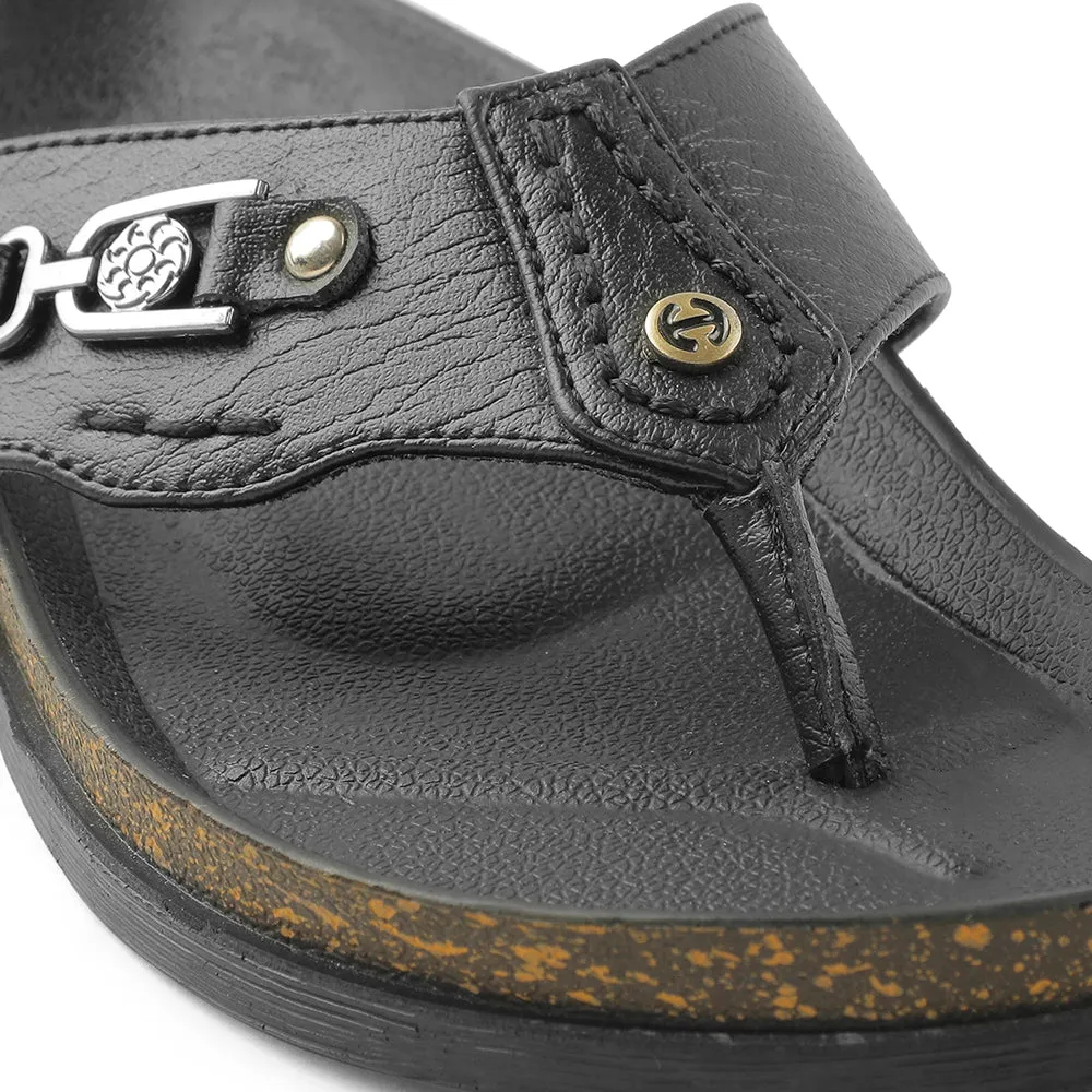 Healers Schwarze Bequeme Hausschuhe Für Herren CSS-28E Von Liberty