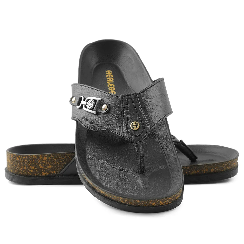 Healers Schwarze Bequeme Hausschuhe Für Herren CSS-28E Von Liberty
