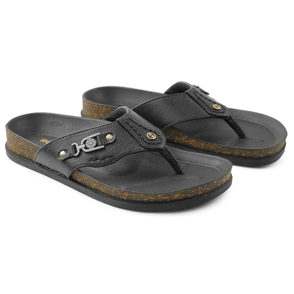 Healers Schwarze Bequeme Hausschuhe Für Herren CSS-28E Von Liberty