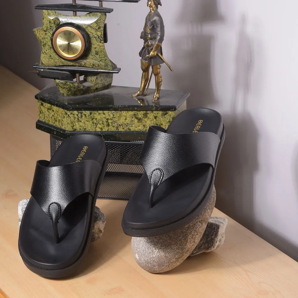 Healers Bequeme Schwarze Hausschuhe Für Herren MSL-3 Von Liberty