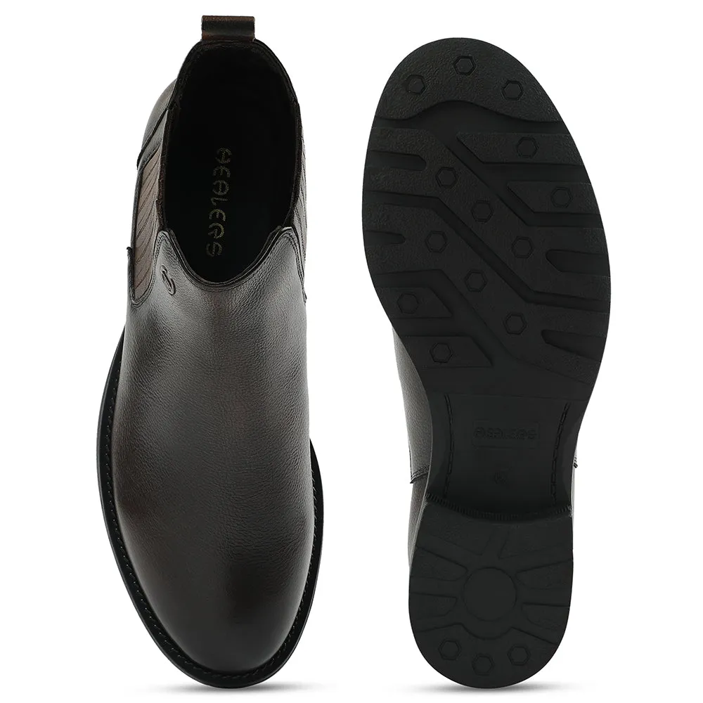 Healers Dunkelbraune Casual Chelsea Boots Ohne Schnürung Für Herren J757-01 Von Liberty