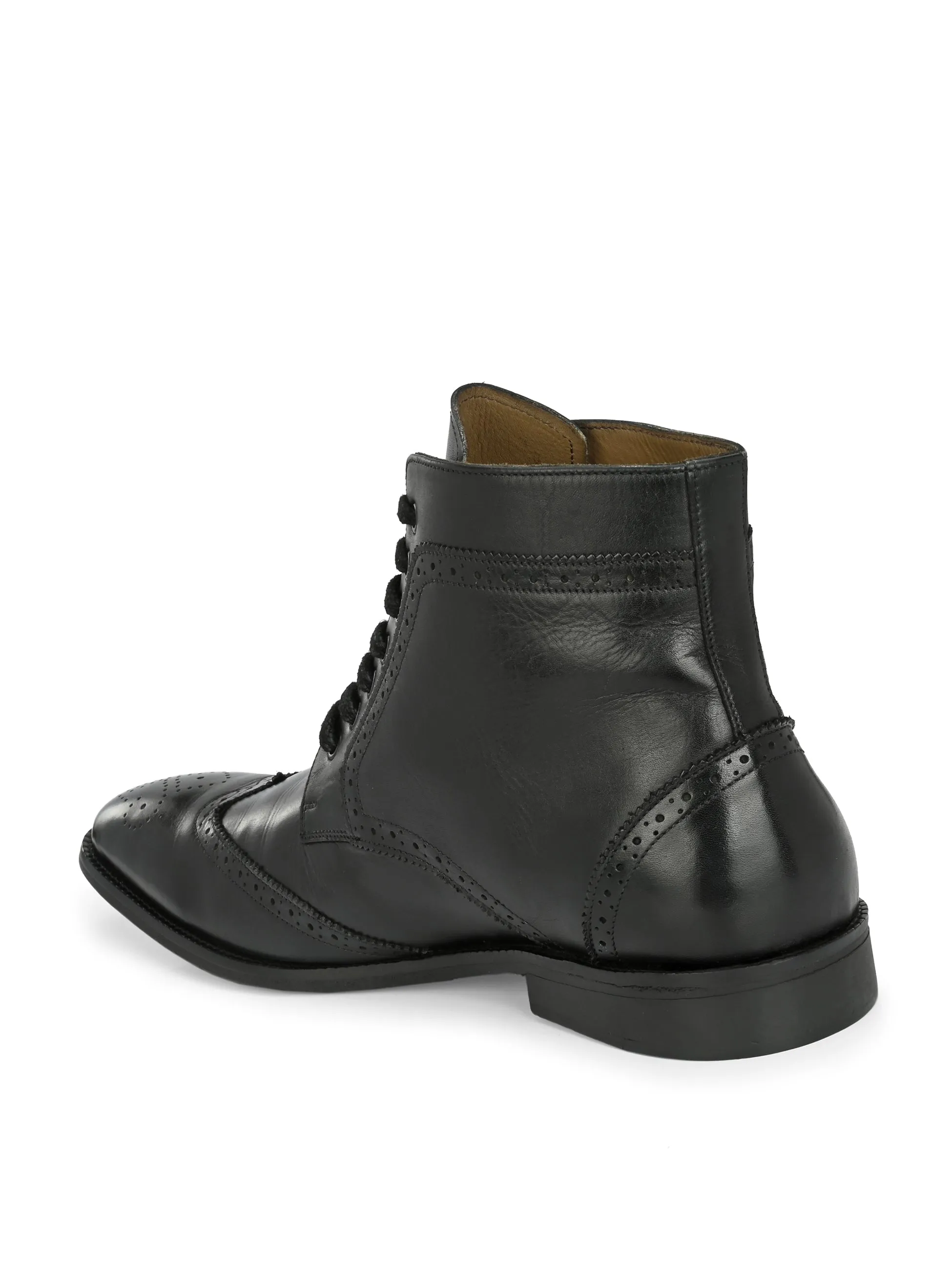 Hitz Herren Schwarze Leder Schnürstiefel