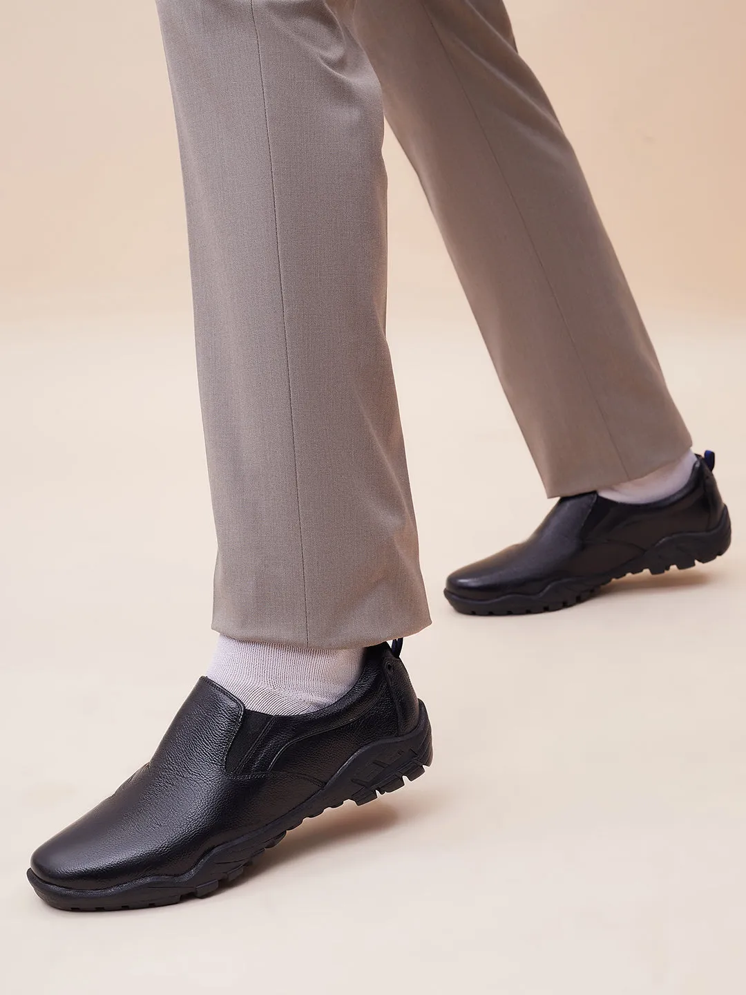 Hitz Herren Schwarze Leder Slip-On Anzugsschuhe