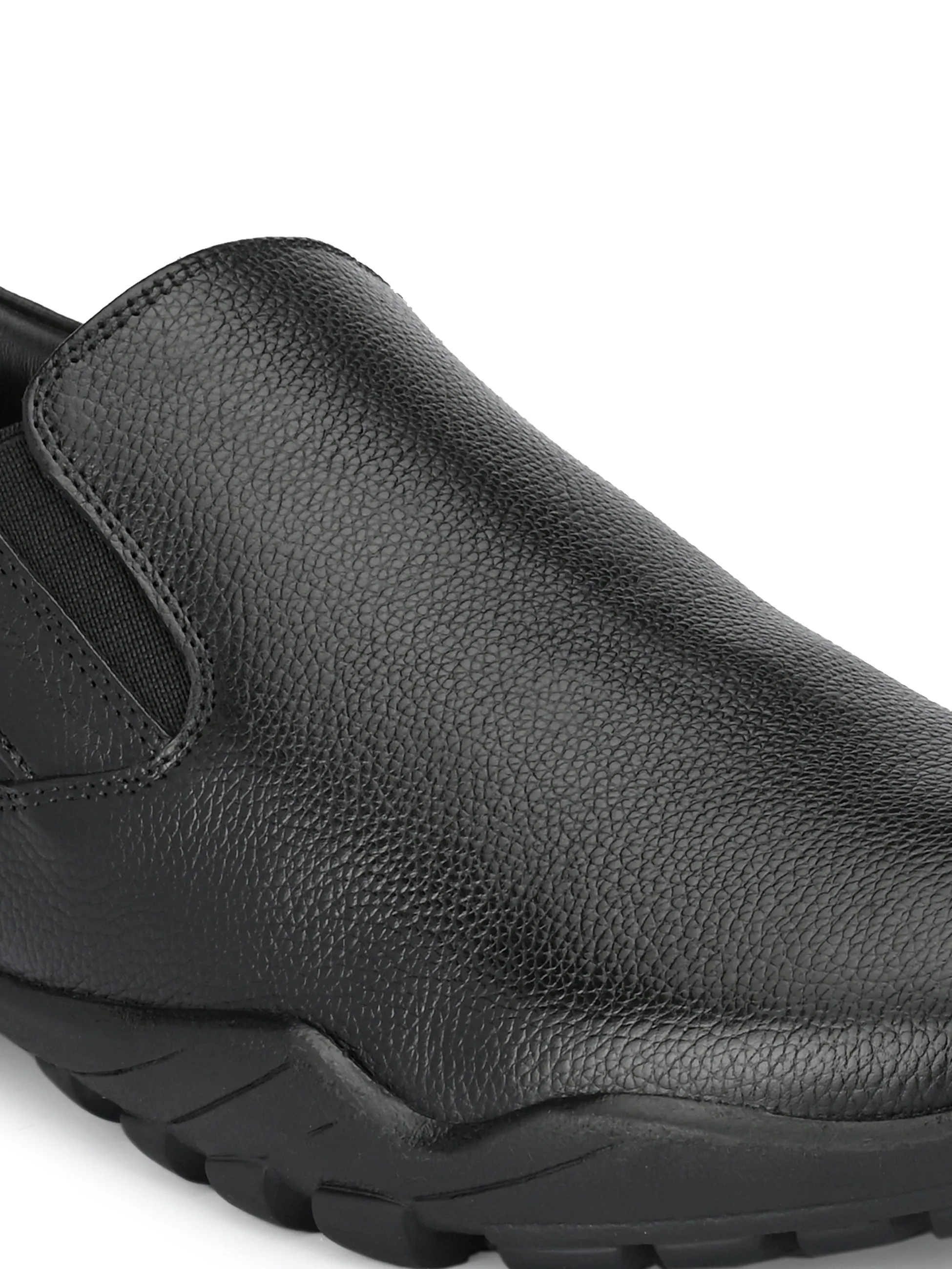 Hitz Herren Schwarze Leder Slip-On Anzugsschuhe