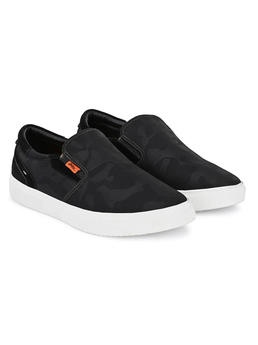 Hitz Herren Schwarze Slip-On Freizeitsneaker