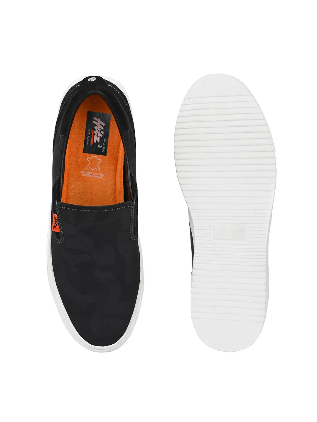 Hitz Herren Schwarze Slip-On Freizeitsneaker