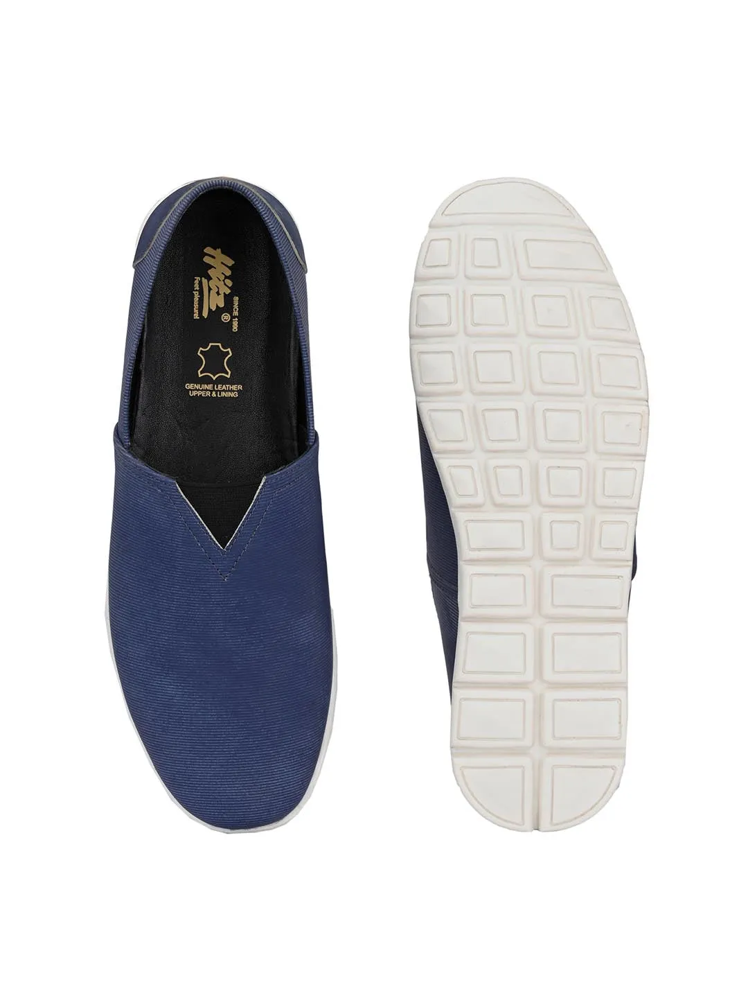 Hitz Herren Blaue Lederschlupfschuhe für den Casual-Look