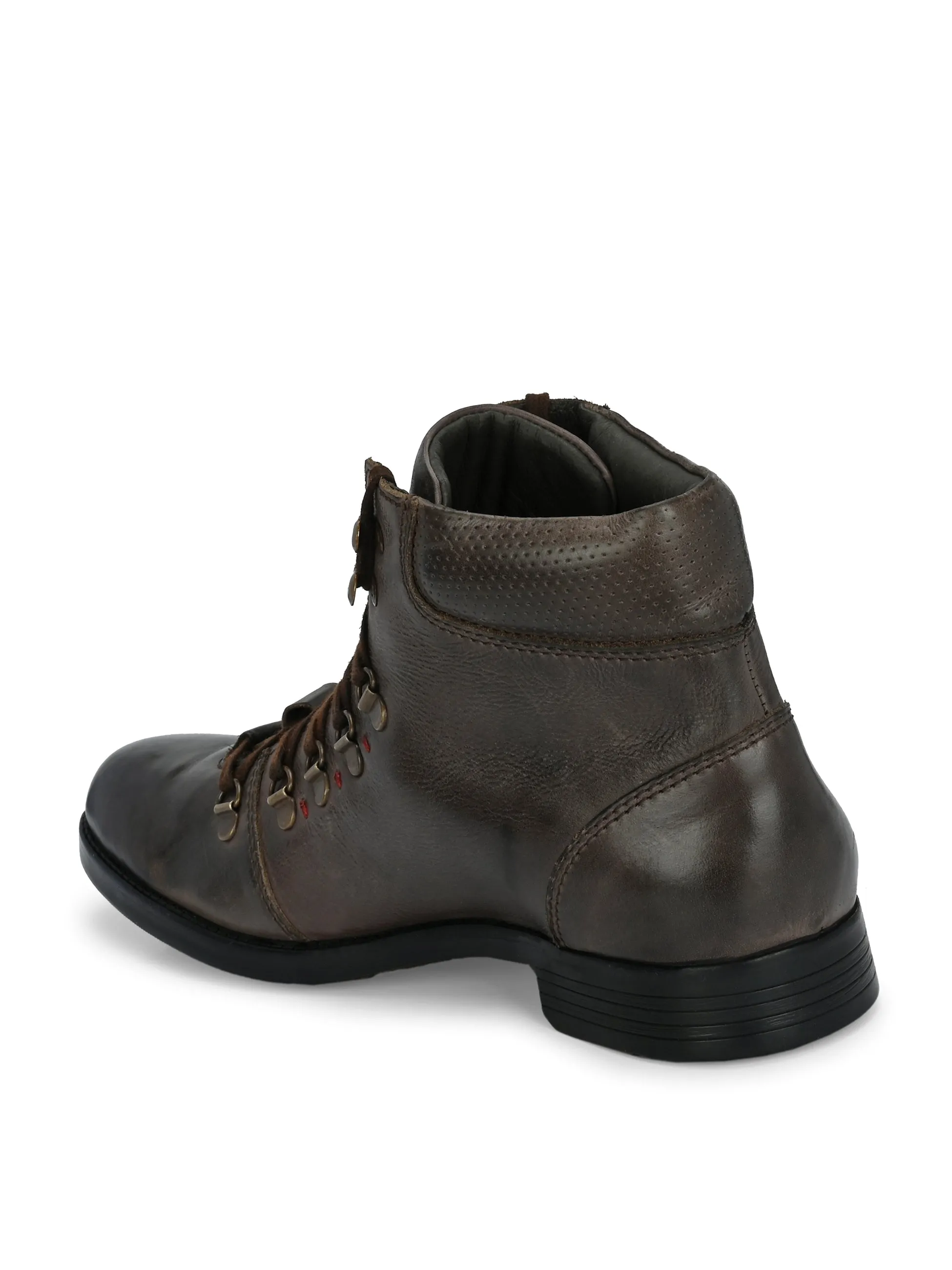 Hitz Herren Braune Leder Schnürstiefel