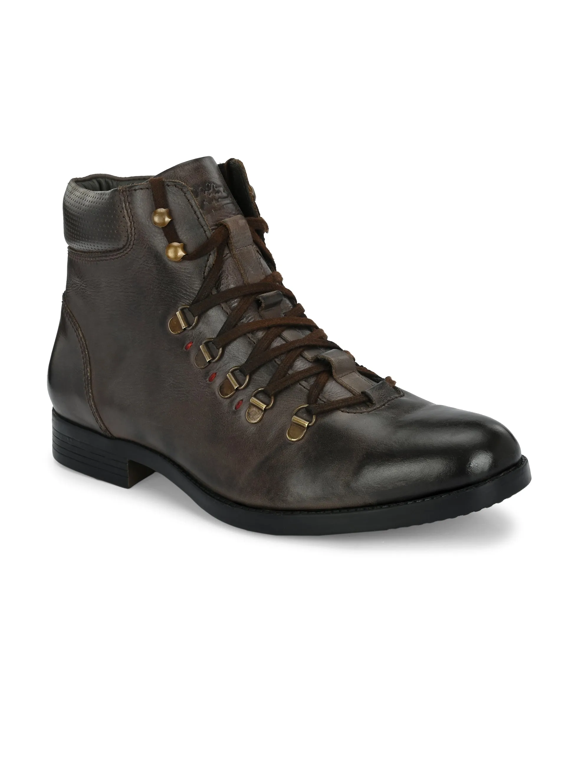 Hitz Herren Braune Leder Schnürstiefel