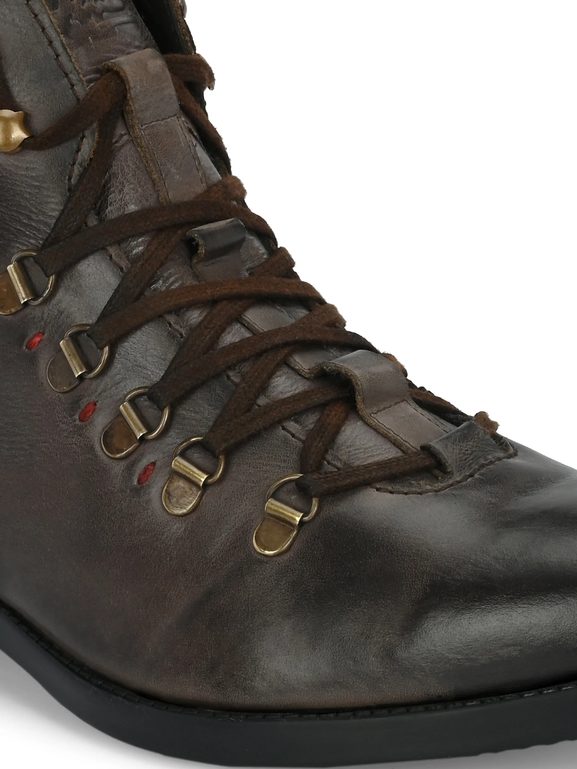 Hitz Herren Braune Leder Schnürstiefel