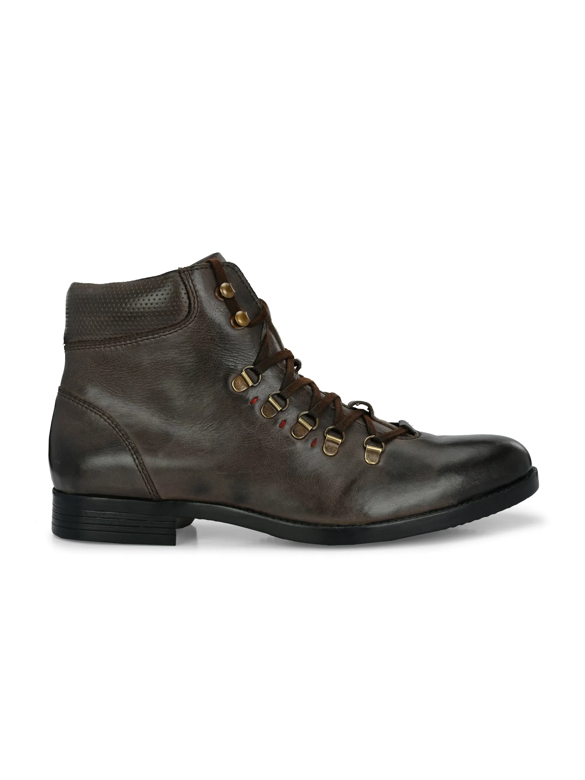 Hitz Herren Braune Leder Schnürstiefel