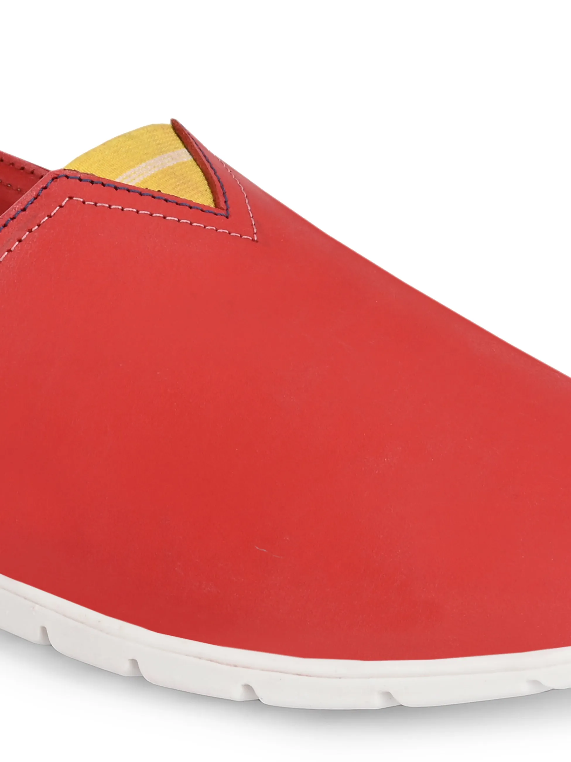 Hitz Herren Rote Leder Slip-On Freizeitschuhe