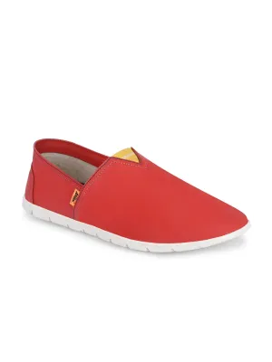 Hitz Herren Rote Leder Slip-On Freizeitschuhe