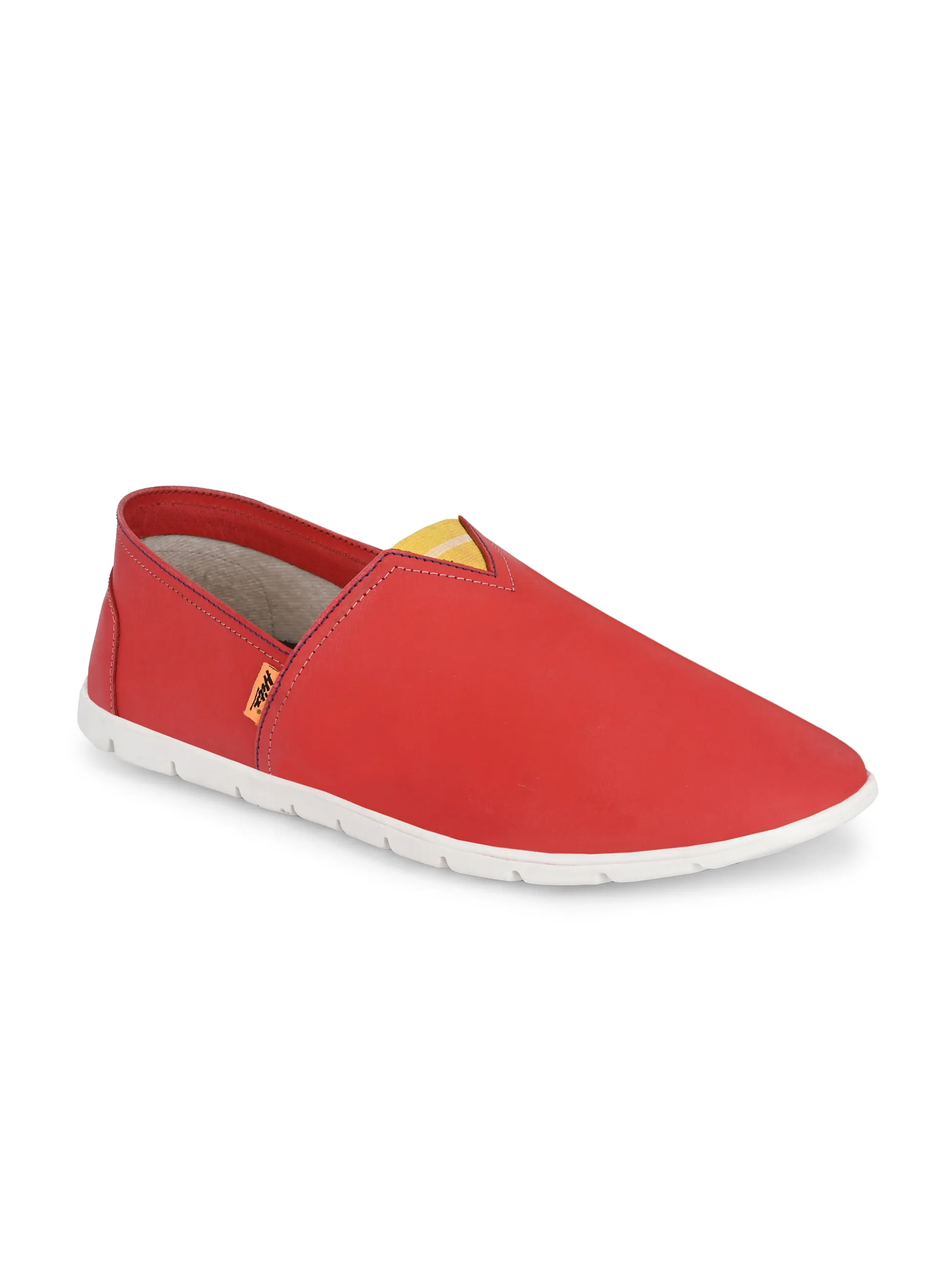 Hitz Herren Rote Leder Slip-On Freizeitschuhe