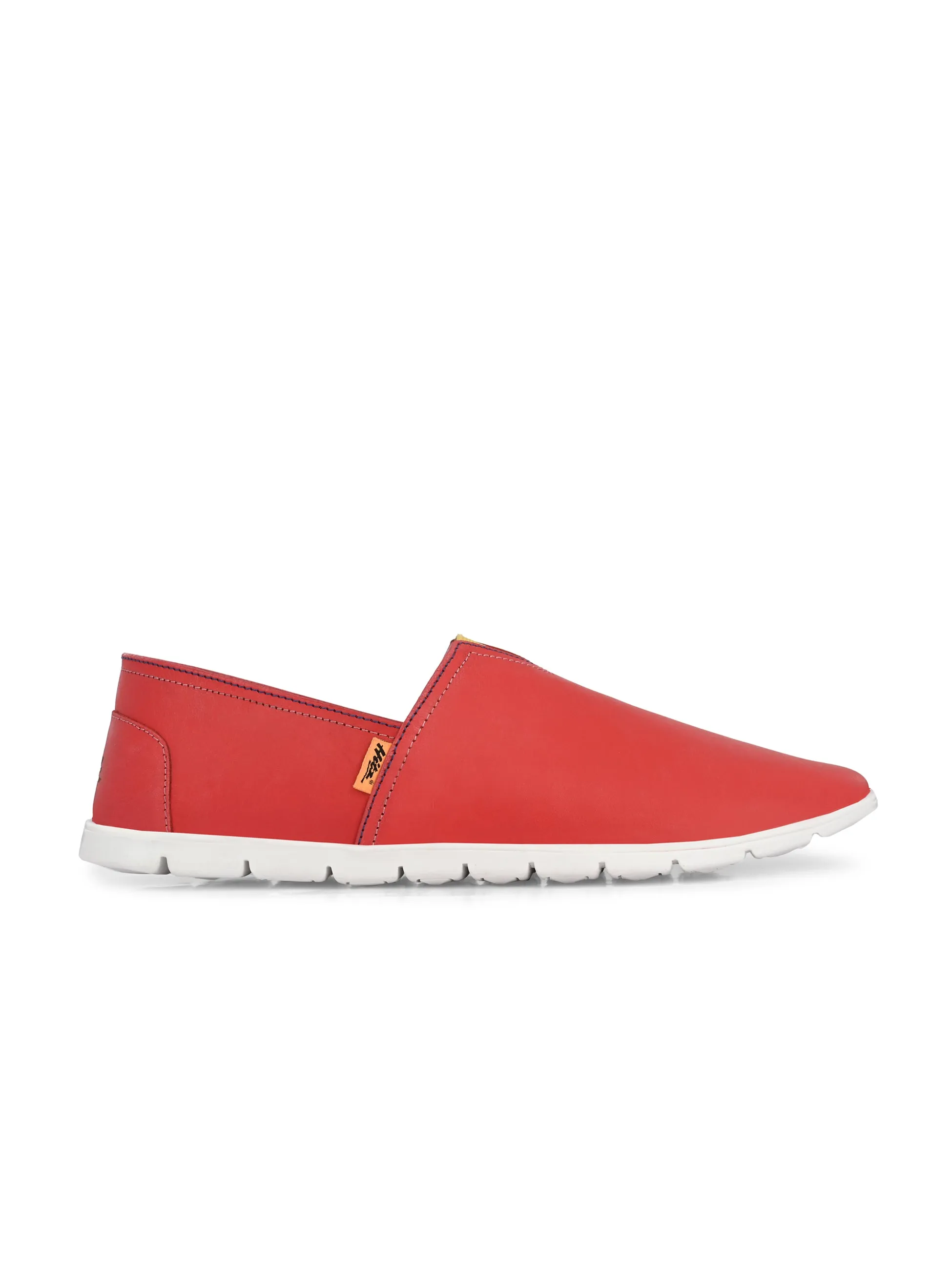 Hitz Herren Rote Leder Slip-On Freizeitschuhe