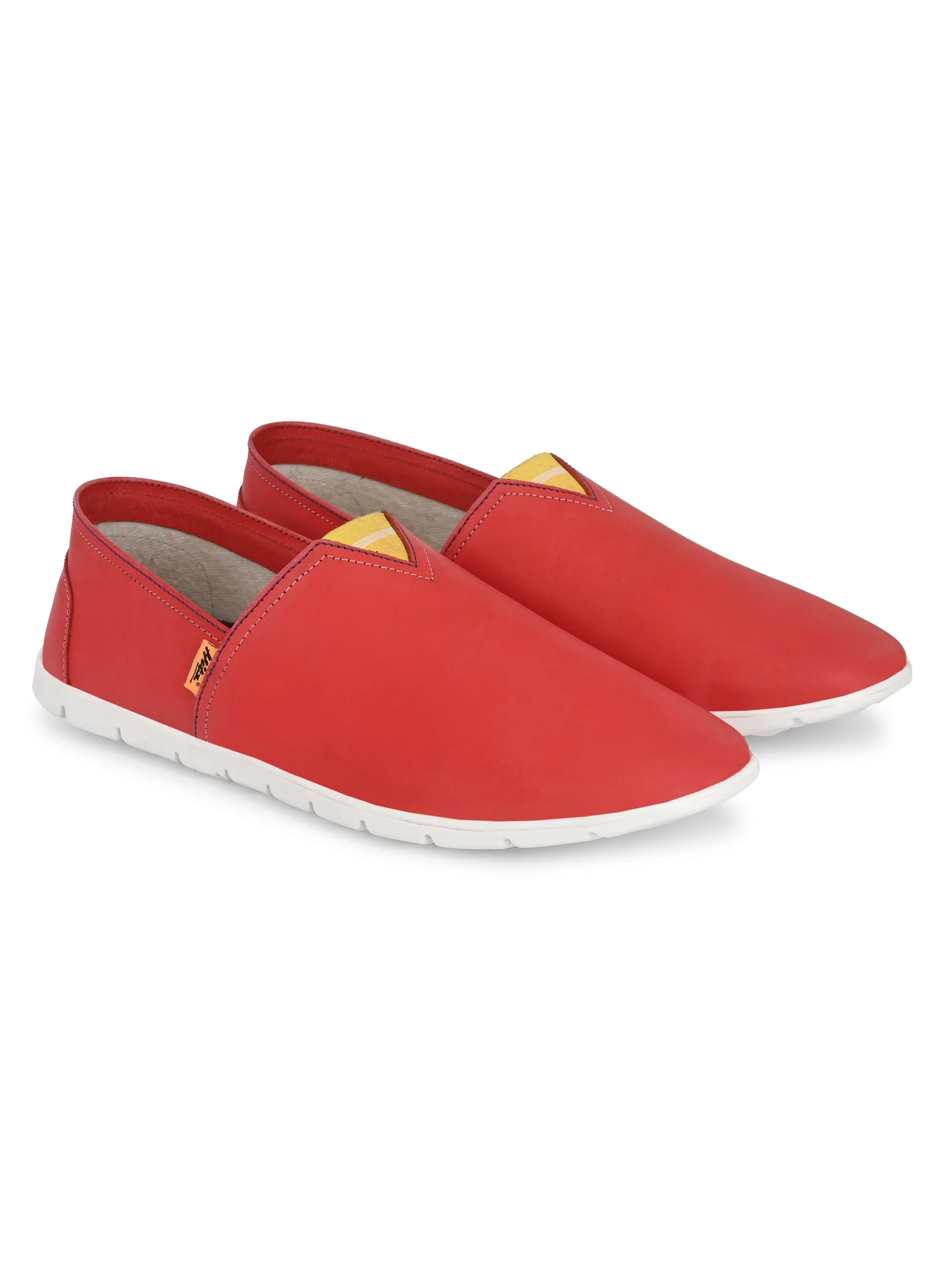 Hitz Herren Rote Leder Slip-On Freizeitschuhe