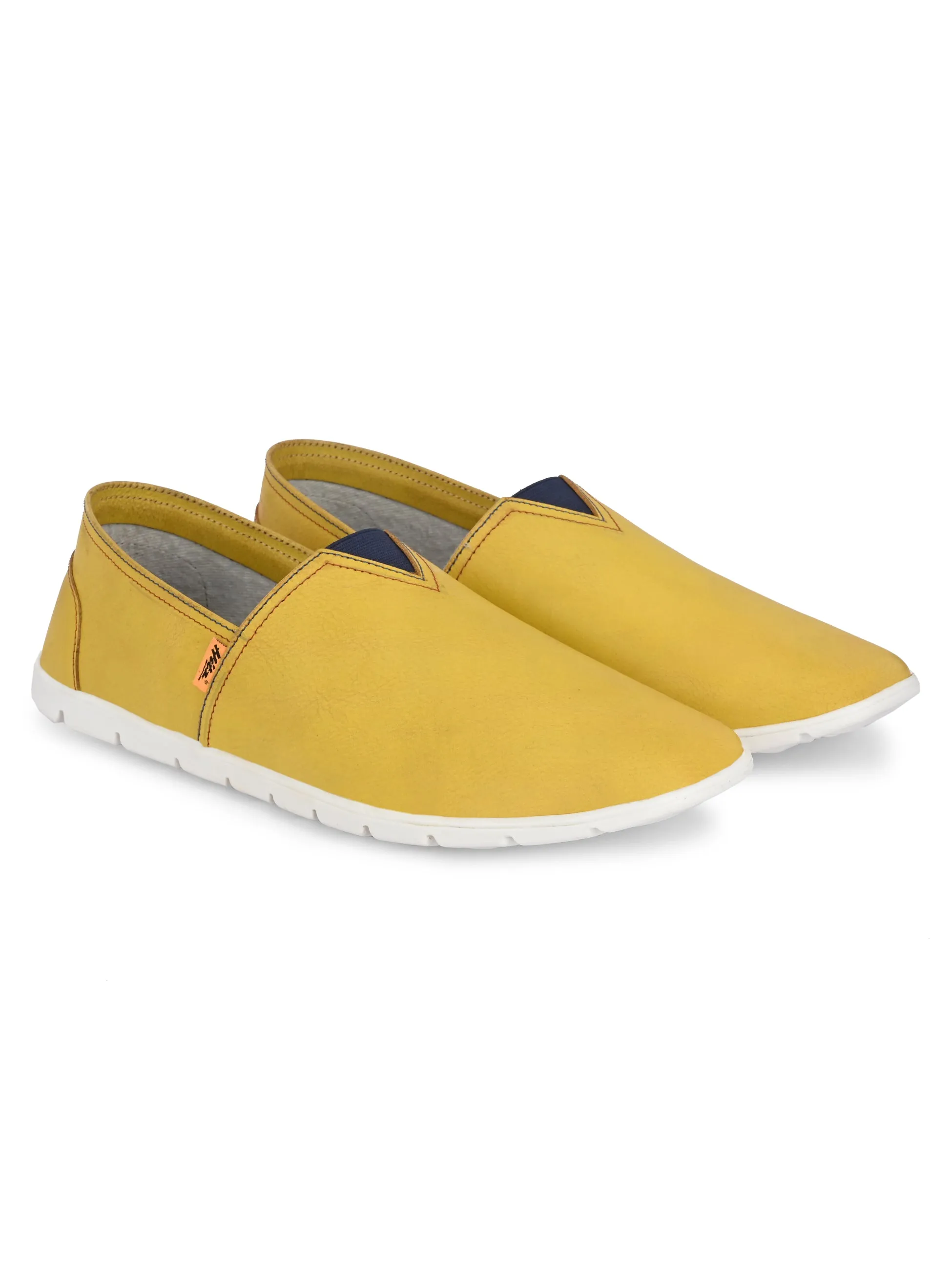 Hitz Herren Gelbe Lederschlupfschuhe für Freizeit