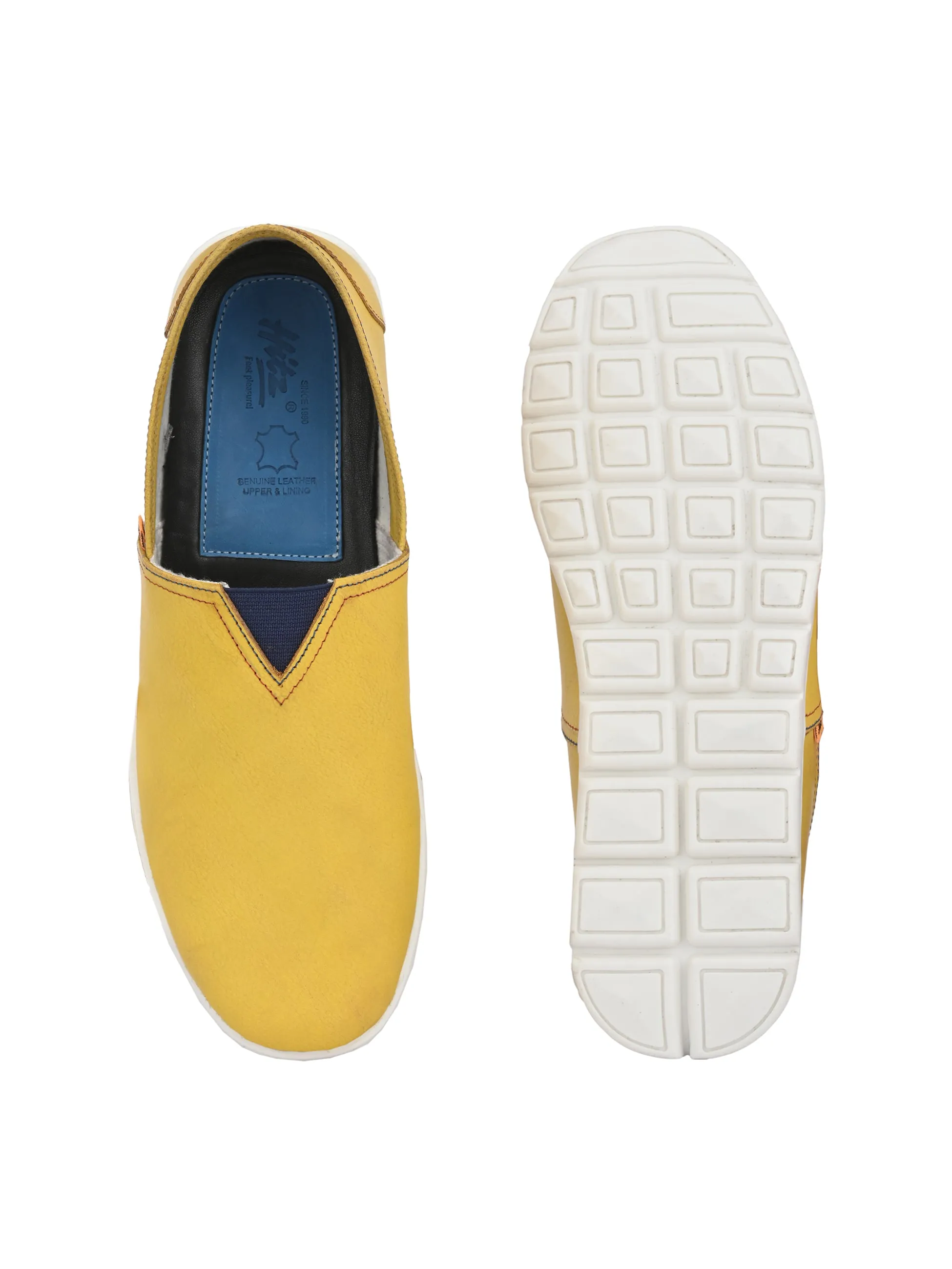 Hitz Herren Gelbe Lederschlupfschuhe für Freizeit
